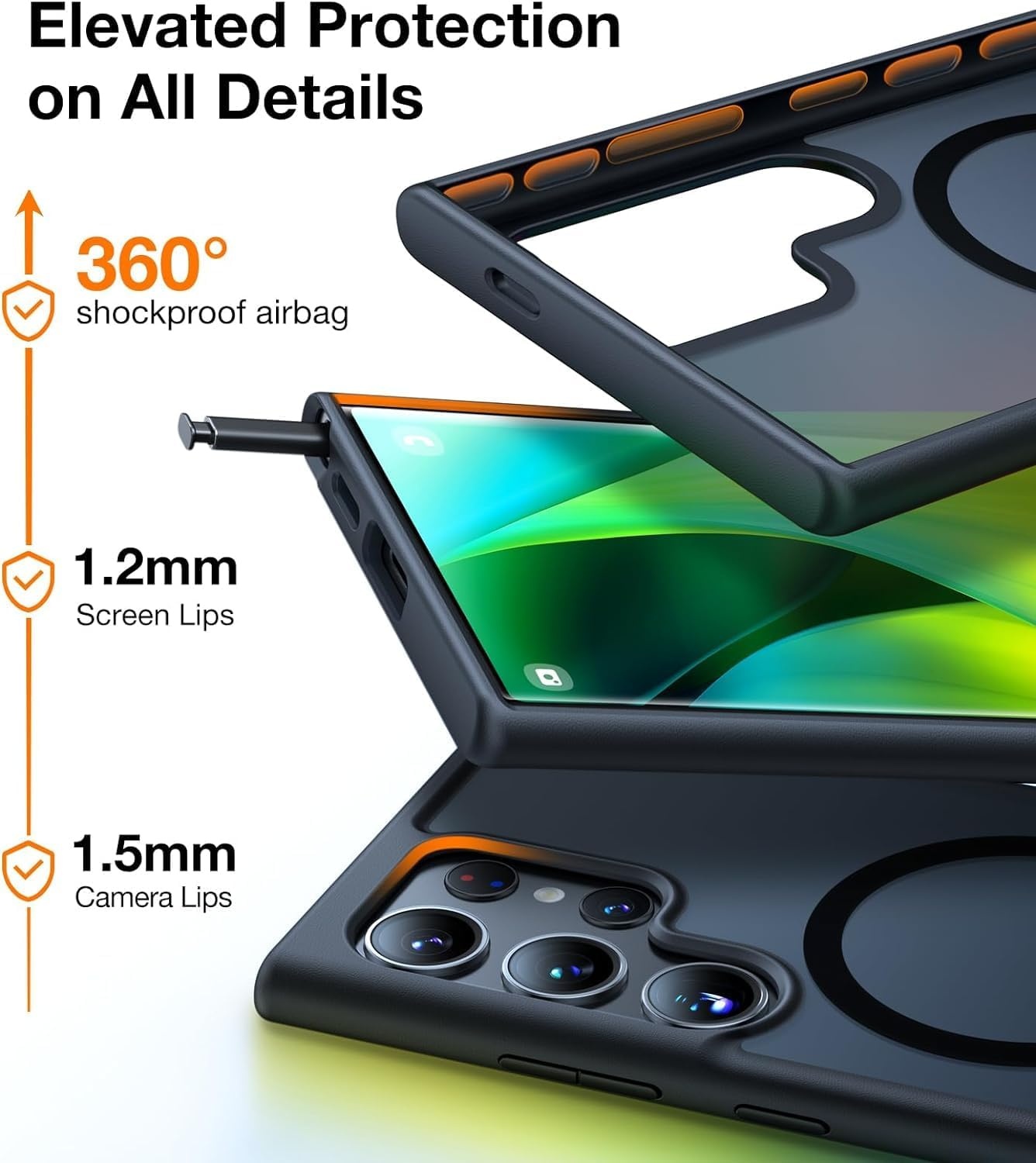 image:imageTORRAS Magnetic Shockproof Case for Samsung Galaxy S25 Plus 12FT Military Grade Protection Fit for MagSafe Translucent Slim Case for Samsung S25Plus Case AntiFingerprint AntiScratch BlackBlack
