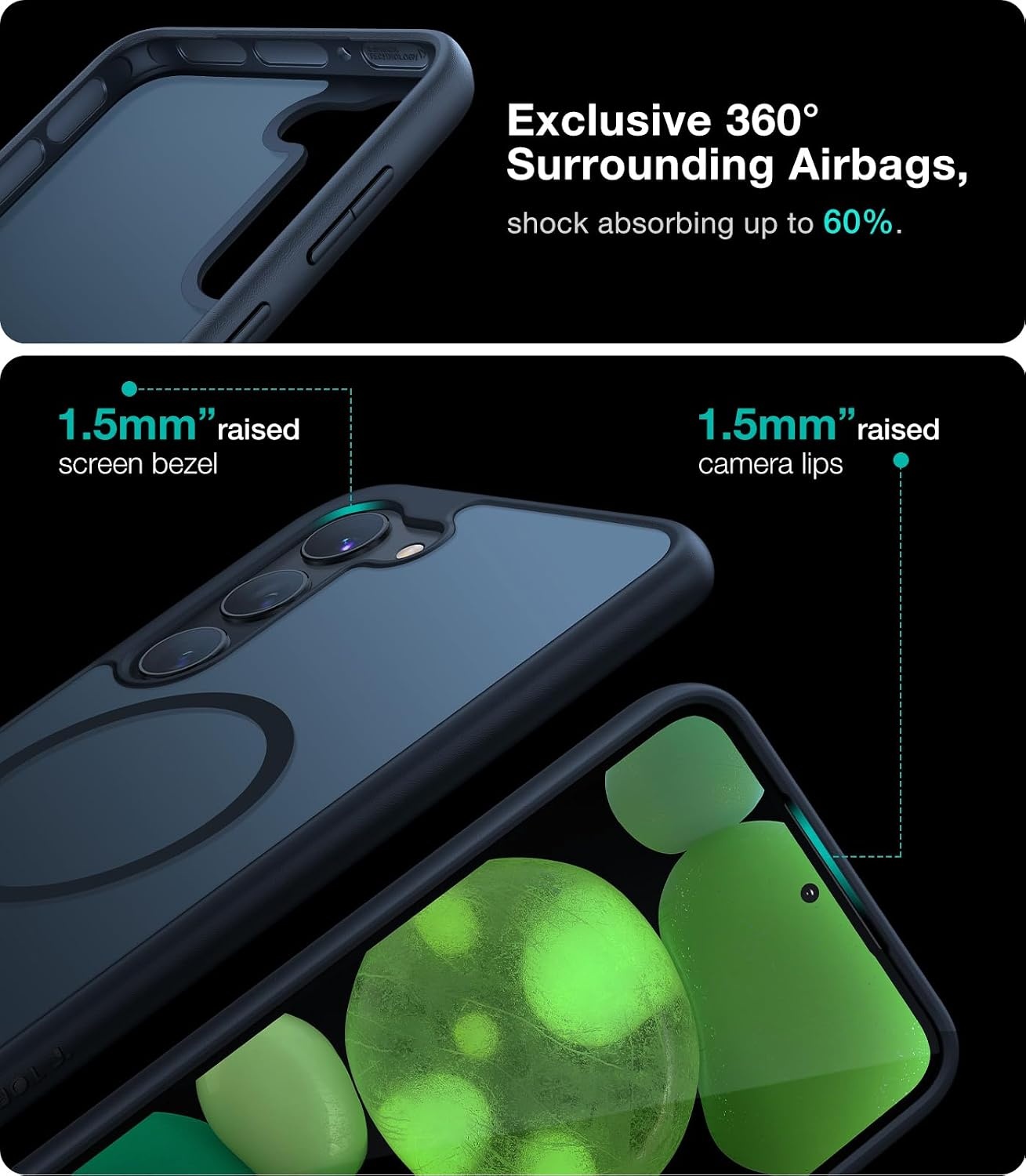 image:imageTORRAS Magnetic Shockproof Case for Samsung Galaxy S25 Plus 12FT Military Grade Protection Fit for MagSafe Translucent Slim Case for Samsung S25Plus Case AntiFingerprint AntiScratch BlackBlack