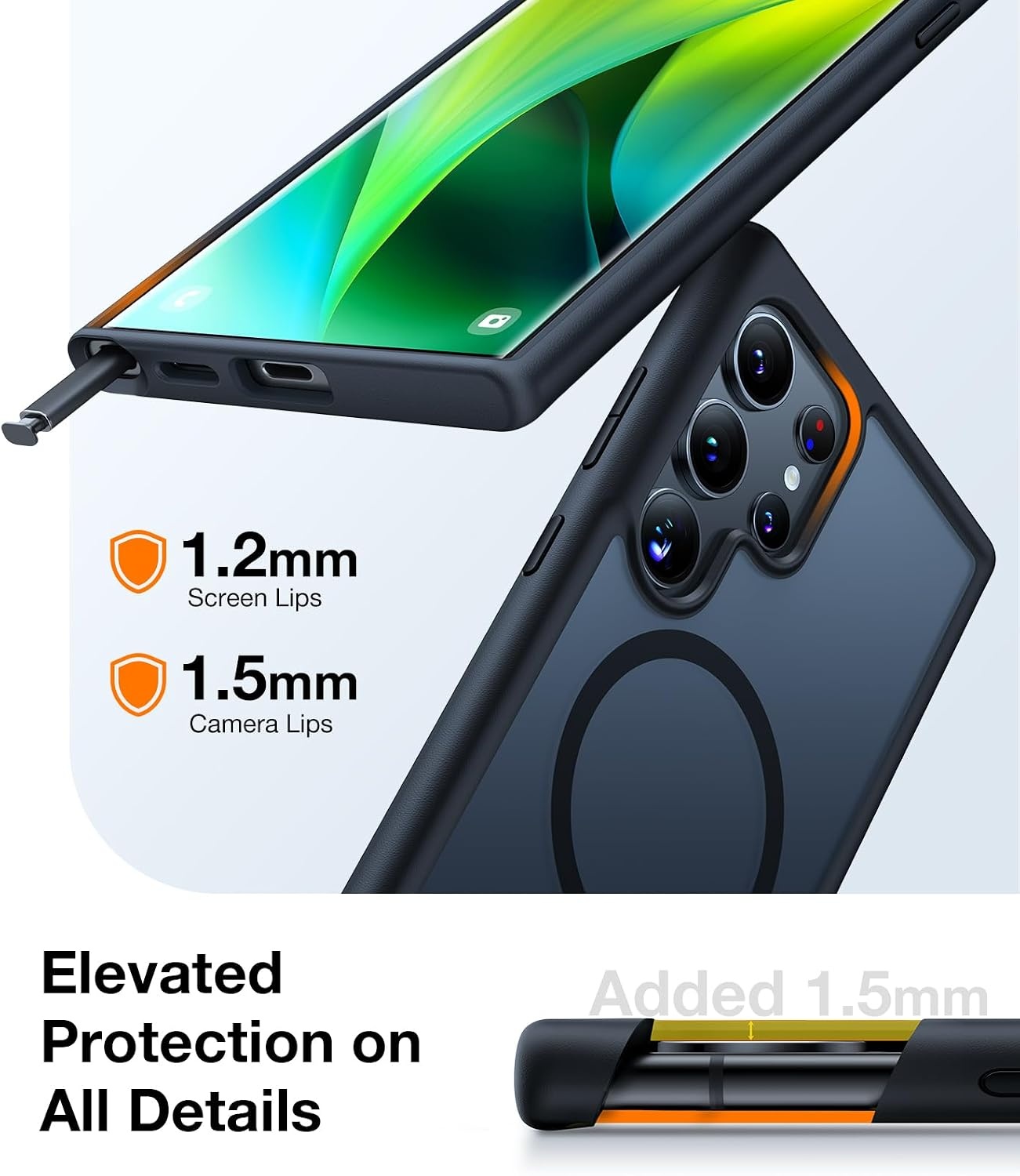 image:imageTORRAS Magnetic Shockproof Case for Samsung Galaxy S25 Plus 12FT Military Grade Protection Fit for MagSafe Translucent Slim Case for Samsung S25Plus Case AntiFingerprint AntiScratch BlackBlack