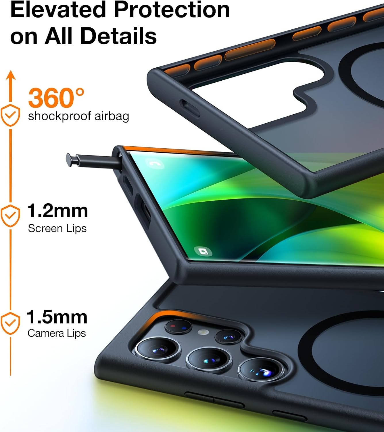 image:imageTORRAS Magnetic Shockproof Case for Samsung Galaxy S25 Plus 12FT Military Grade Protection Fit for MagSafe Translucent Slim Case for Samsung S25Plus Case AntiFingerprint AntiScratch BlackBlack