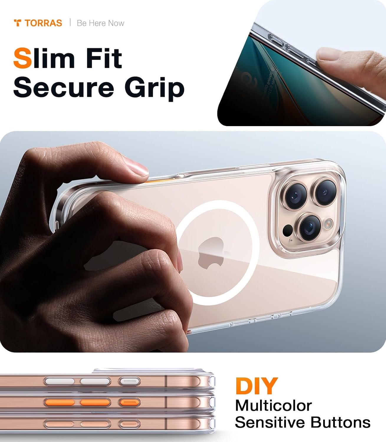 image:imageTORRAS Magnetic Shockproof for iPhone 16 Pro Max Case 4X MilitaryGrade Protection Compatible with MagSafe Translucent Case for iPhone 16 Pro Max AntiScratch Guardian 69Clear