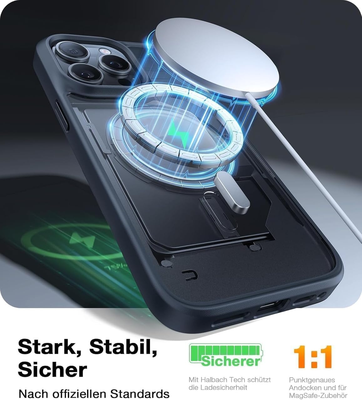 image:imageTORRAS Magnetic Shockproof for iPhone 16 Pro Max Case 4X MilitaryGrade Protection Compatible with MagSafe Translucent Case for iPhone 16 Pro Max AntiScratch Guardian 69Black