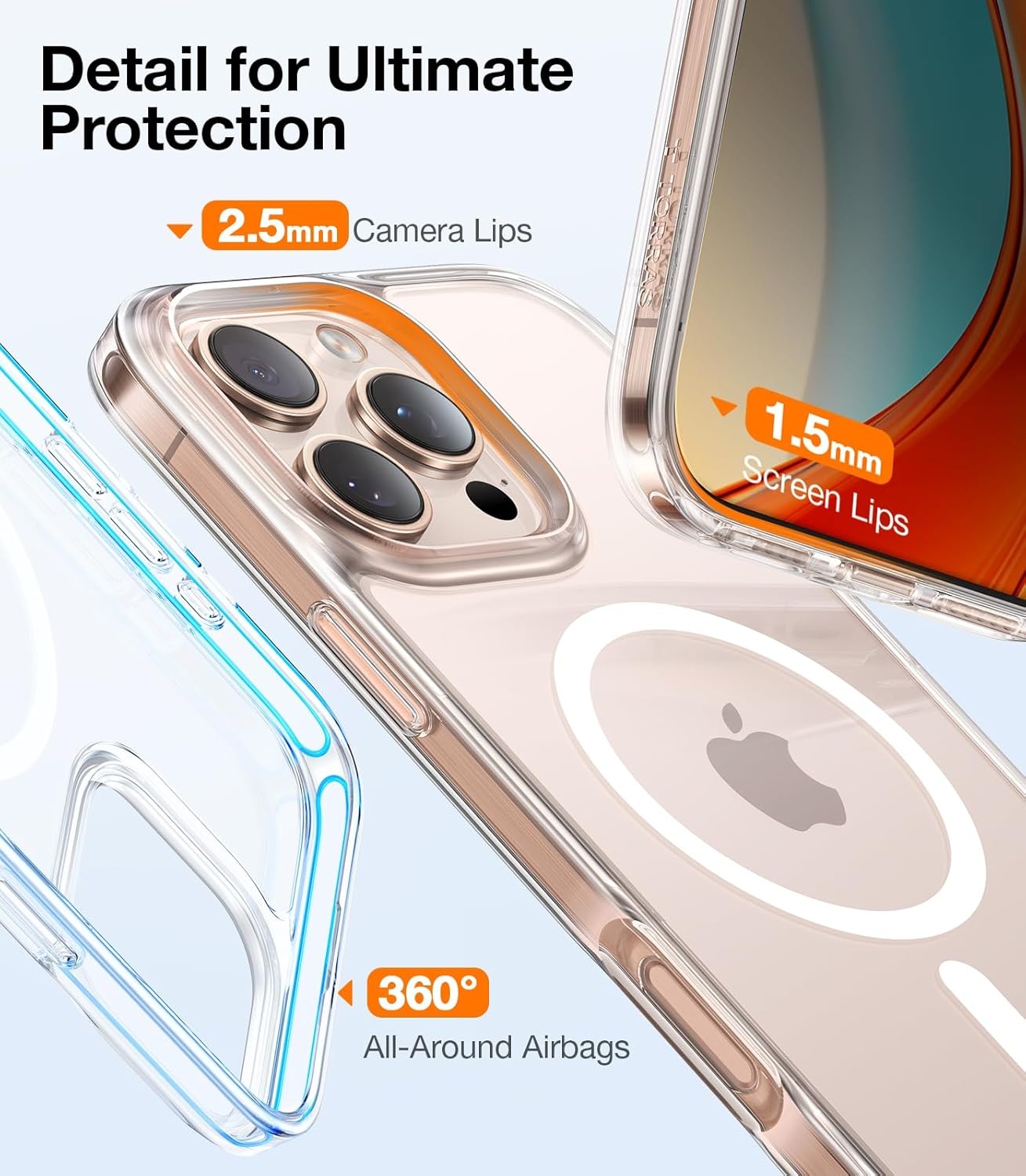 image:imageTORRAS Magnetic Shockproof for iPhone 16 Pro Max Case 4X MilitaryGrade Protection Compatible with MagSafe Translucent Case for iPhone 16 Pro Max AntiScratch Guardian 69Clear