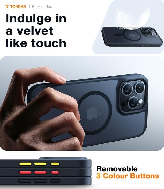 image:imageTORRAS Magnetic Shockproof for iPhone 16 Pro Max Case 4X MilitaryGrade Protection Compatible with MagSafe Translucent Case for iPhone 16 Pro Max AntiScratch Guardian 69Black