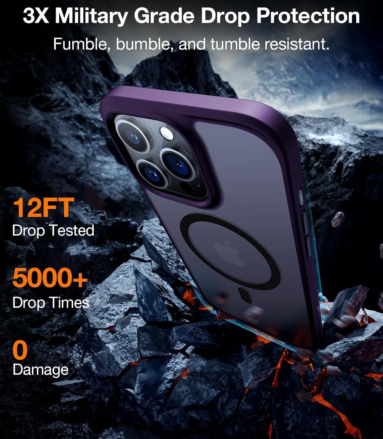 image:imageTORRAS Magnetic Shockproof for iPhone 16 Pro Max Case 4X MilitaryGrade Protection Compatible with MagSafe Translucent Case for iPhone 16 Pro Max AntiScratch Guardian 69Purple