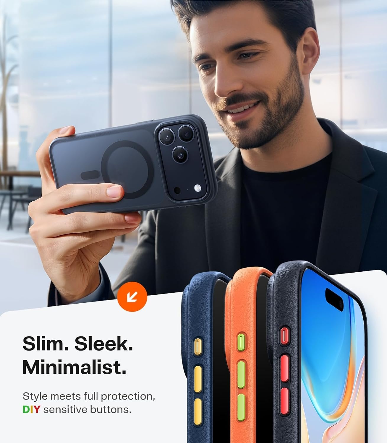 image:imageTORRAS Magnetic Shockproof for iPhone 16 Pro Max Case 4X MilitaryGrade Protection Compatible with MagSafe Translucent Case for iPhone 16 Pro Max AntiScratch Guardian 69Black