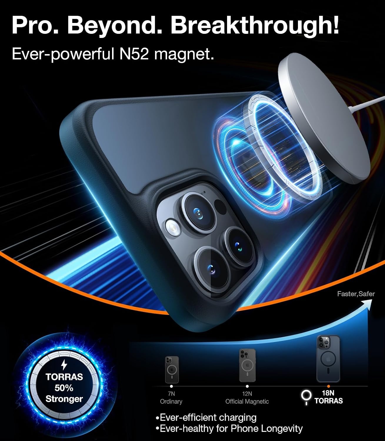image:imageTORRAS Magnetic Shockproof for iPhone 16 Pro Max Case 4X MilitaryGrade Protection Compatible with MagSafe Translucent Case for iPhone 16 Pro Max AntiScratch Guardian 69Black
