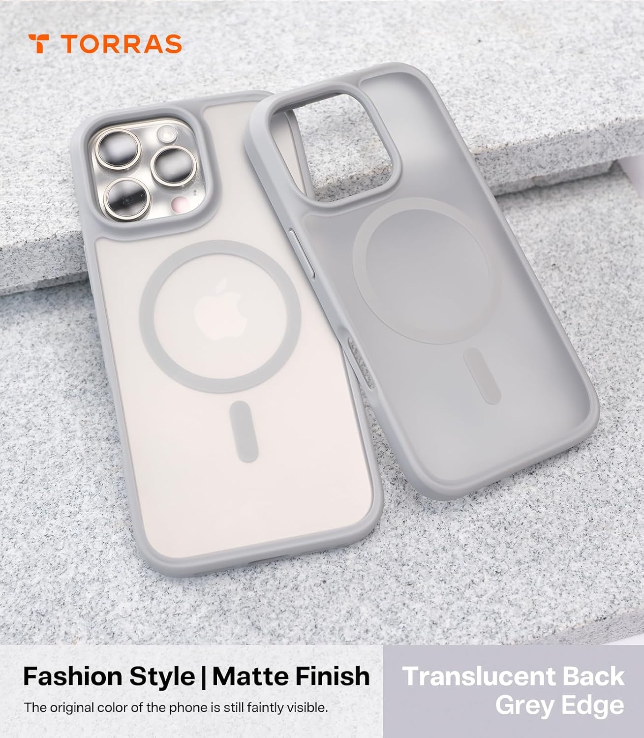 image:imageTORRAS Magnetic Shockproof for iPhone 16 Pro Max Case 4X MilitaryGrade Protection Compatible with MagSafe Translucent Case for iPhone 16 Pro Max AntiScratch Guardian 69Grey