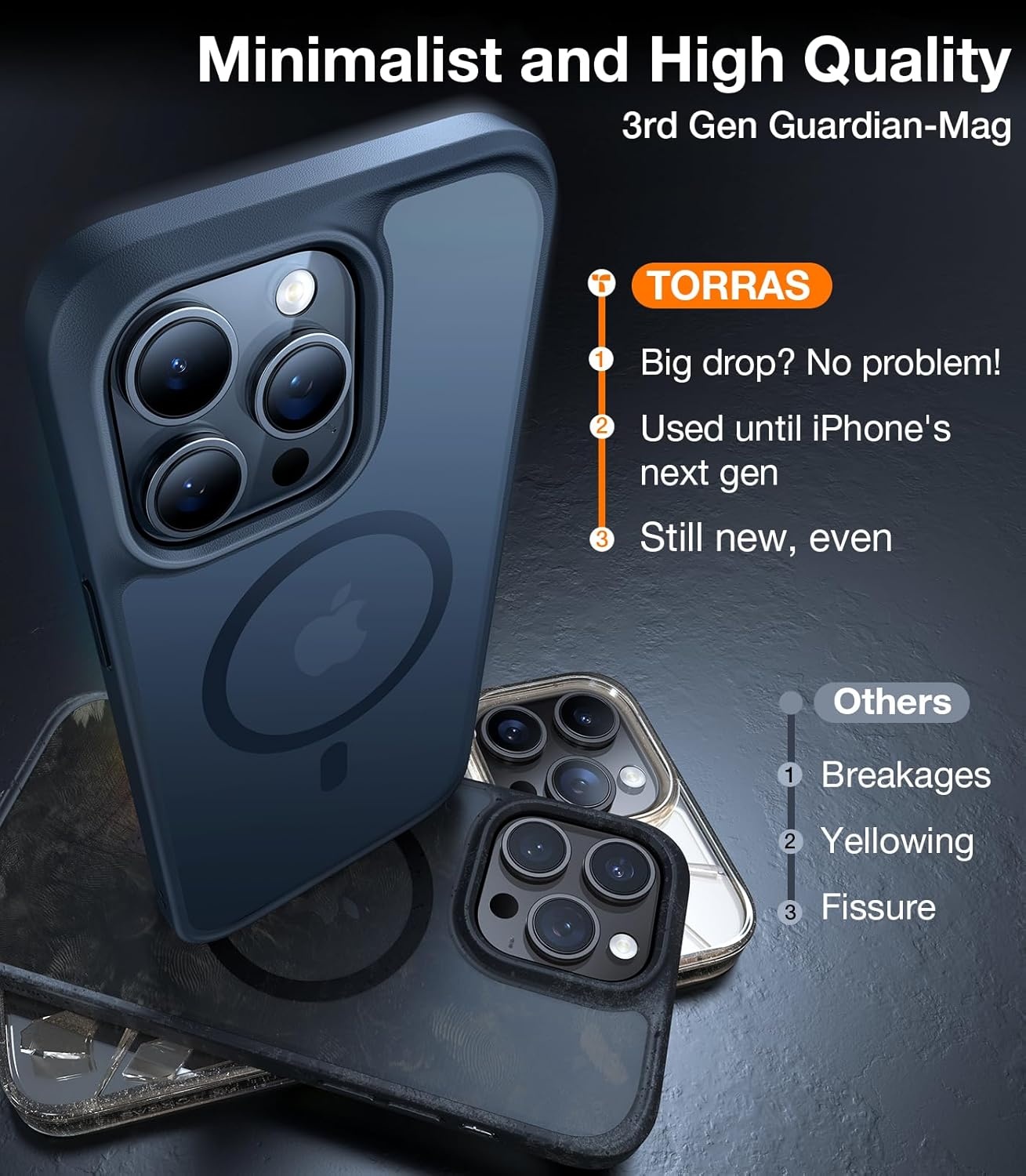 image:imageTORRAS Magnetic Shockproof for iPhone 16 Pro Max Case 4X MilitaryGrade Protection Compatible with MagSafe Translucent Case for iPhone 16 Pro Max AntiScratch Guardian 69Black