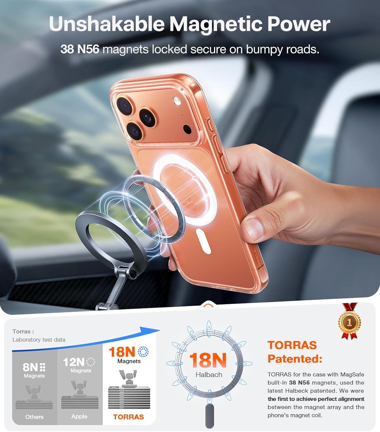 image:imageTORRAS Magnetic Shockproof for iPhone 16 Pro Max Case 4X MilitaryGrade Protection Compatible with MagSafe Translucent Case for iPhone 16 Pro Max AntiScratch Guardian 69Clear