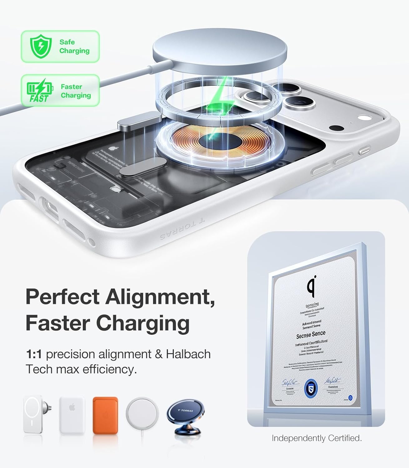 image:imageTORRAS Magnetic Shockproof for iPhone 16 Pro Max Case 4X MilitaryGrade Protection Compatible with MagSafe Translucent Case for iPhone 16 Pro Max AntiScratch Guardian 69Silver White