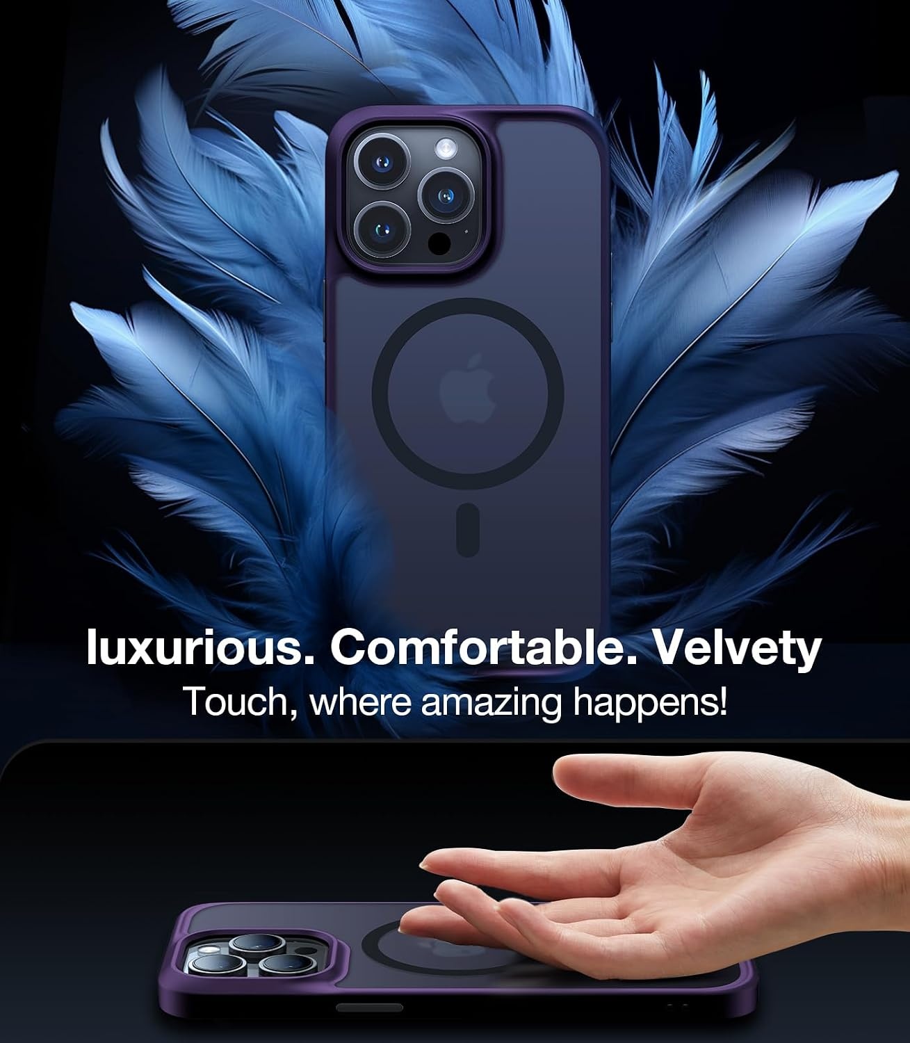 image:imageTORRAS Magnetic Shockproof for iPhone 16 Pro Max Case 4X MilitaryGrade Protection Compatible with MagSafe Translucent Case for iPhone 16 Pro Max AntiScratch Guardian 69Purple