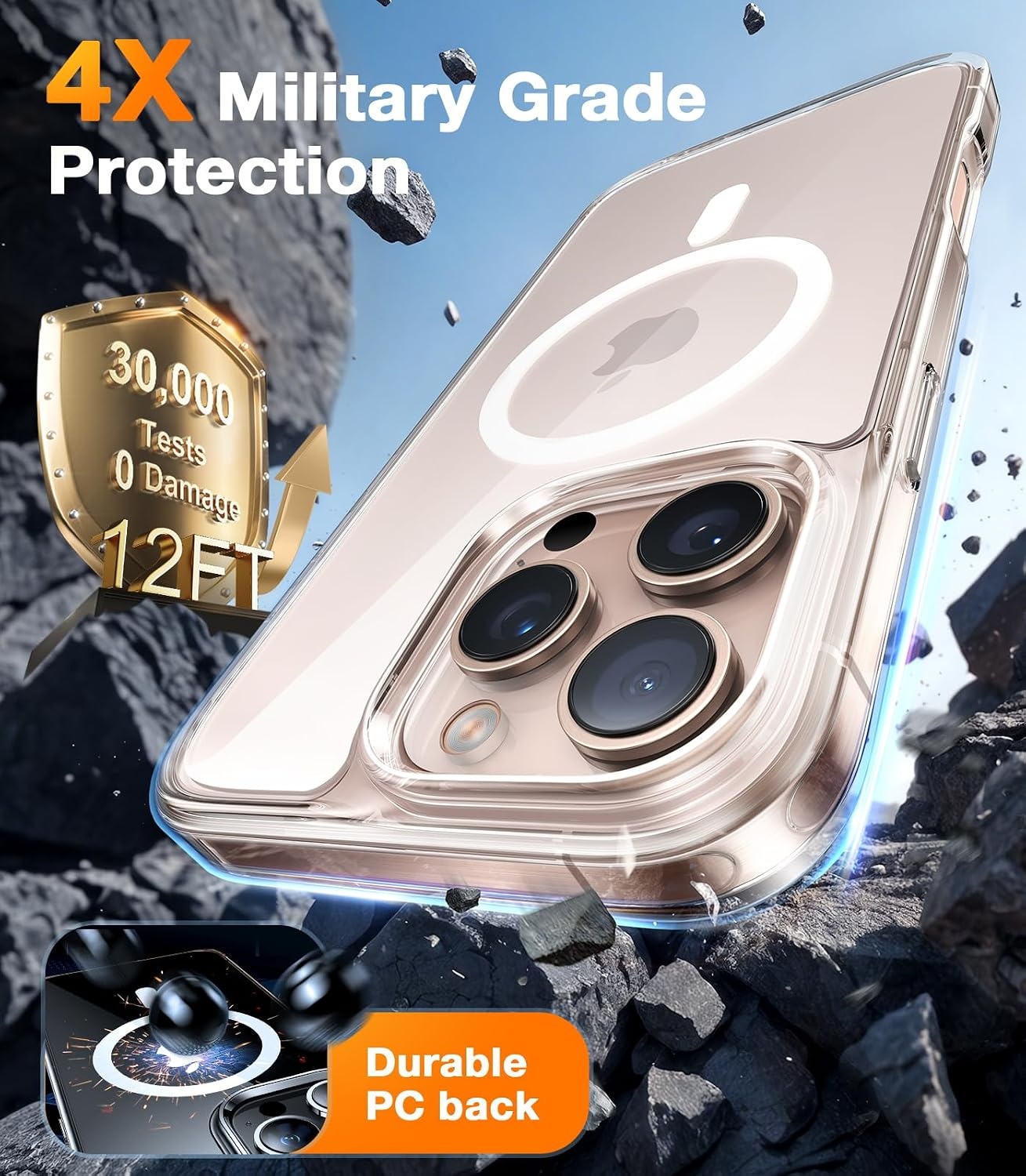 image:imageTORRAS Magnetic Shockproof for iPhone 16 Pro Max Case 4X MilitaryGrade Protection Compatible with MagSafe Translucent Case for iPhone 16 Pro Max AntiScratch Guardian 69Clear