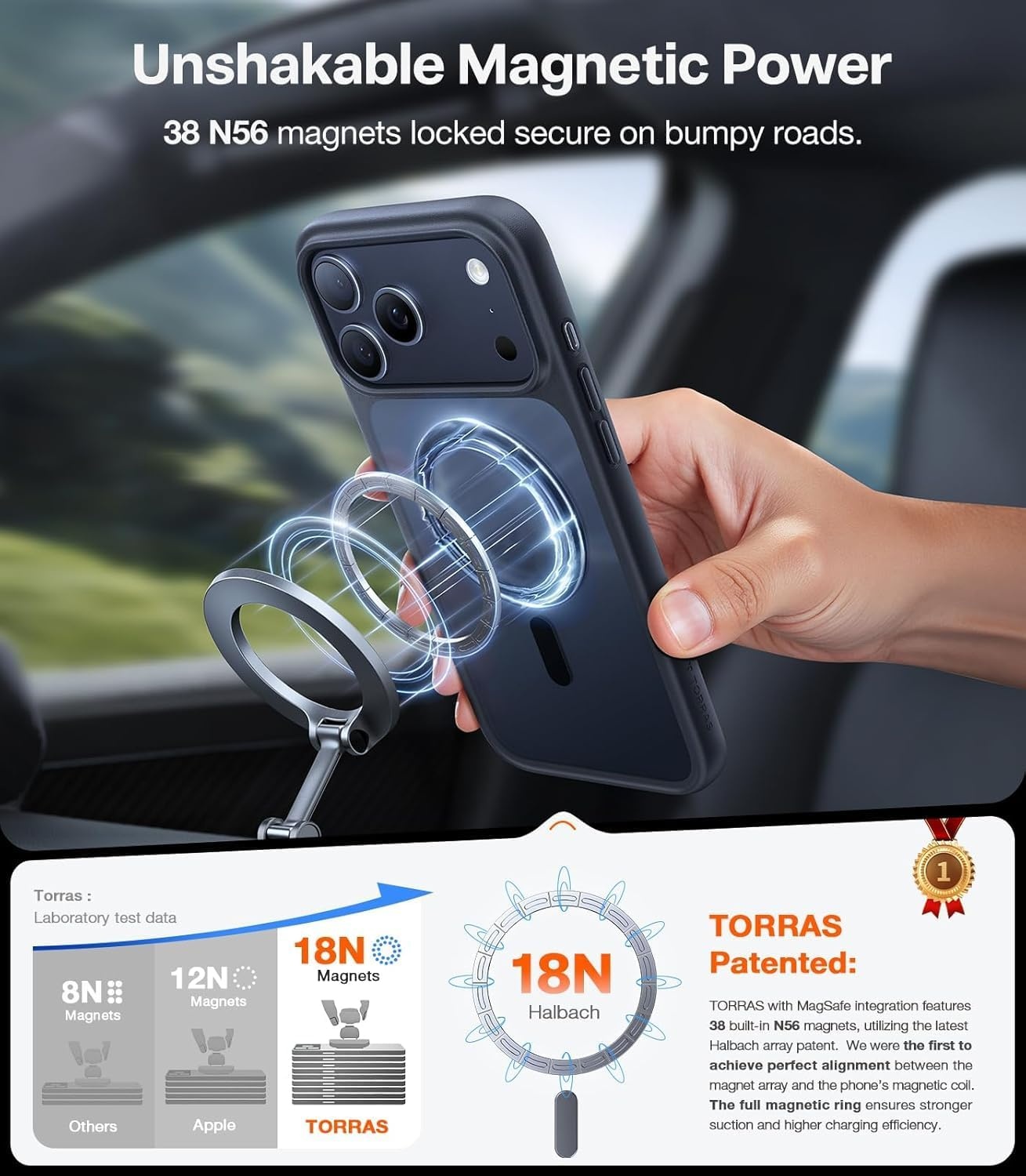 image:imageTORRAS Magnetic Shockproof for iPhone 17 Pro Case Camera Control Compatible with MagSafe MilitaryGrade Protection Stronger Slim Translucent Phone Case for iPhone 17 Pro BlackBlack