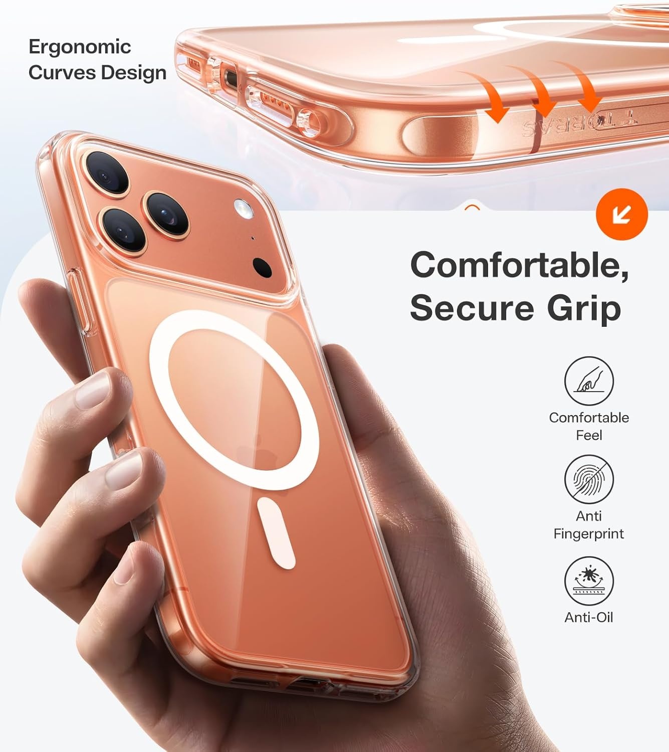 image:imageTORRAS Magnetic Shockproof for iPhone 17 Pro Case Camera Control Compatible with MagSafe MilitaryGrade Protection Stronger Slim Translucent Phone Case for iPhone 17 Pro BlackClear