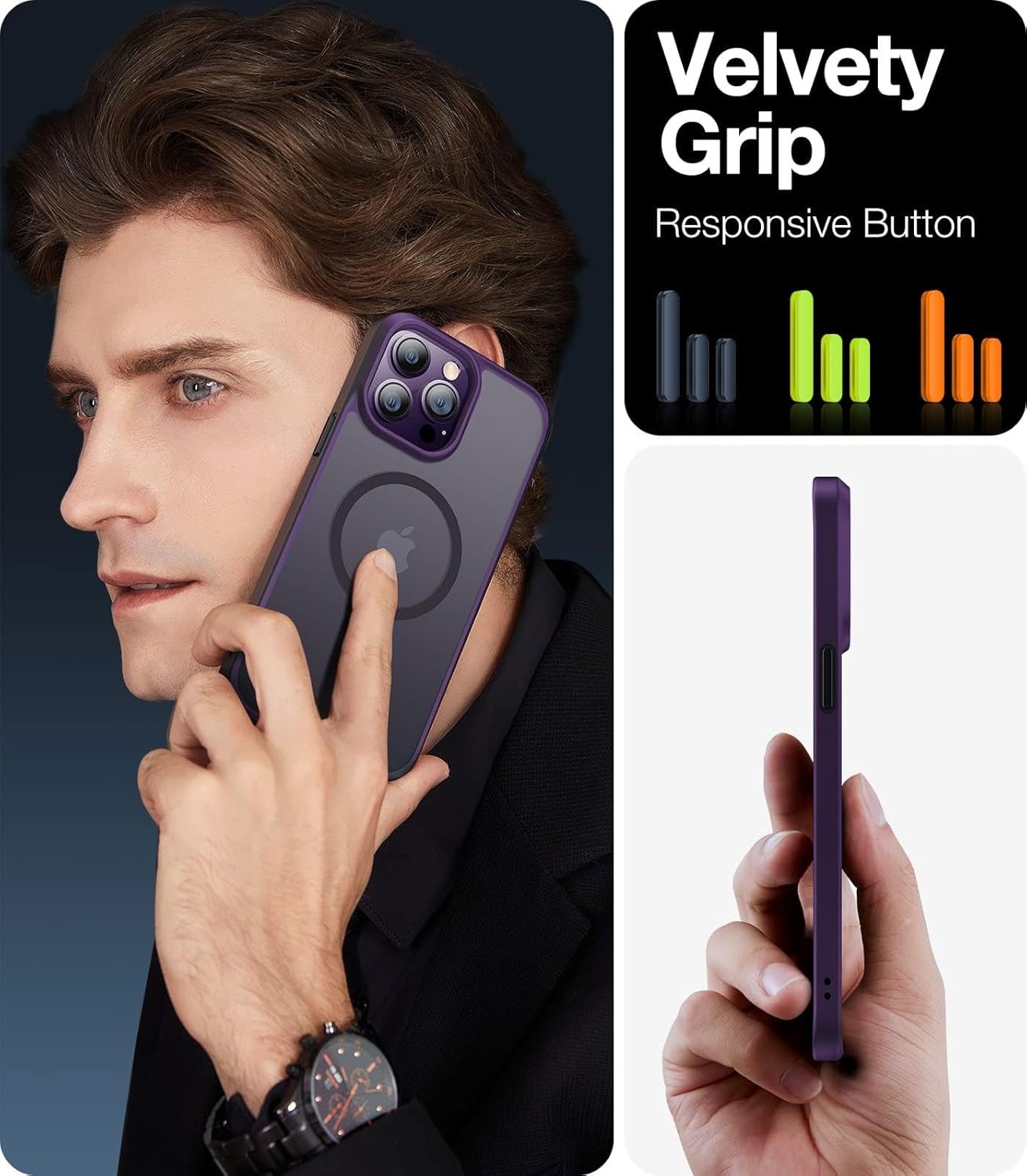 image:imageTORRAS Magnetic Shockproof for iPhone 17 Pro Case Camera Control Compatible with MagSafe MilitaryGrade Protection Stronger Slim Translucent Phone Case for iPhone 17 Pro BlackPurple