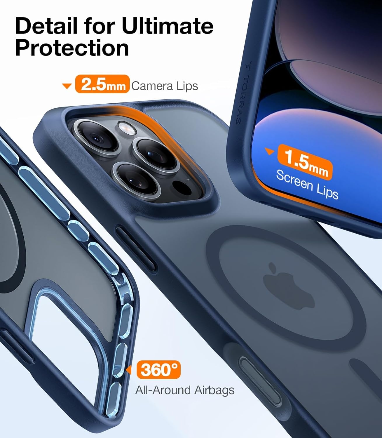 image:imageTORRAS Magnetic Shockproof for iPhone 17 Pro Case Camera Control Compatible with MagSafe MilitaryGrade Protection Stronger Slim Translucent Phone Case for iPhone 17 Pro BlackBlue