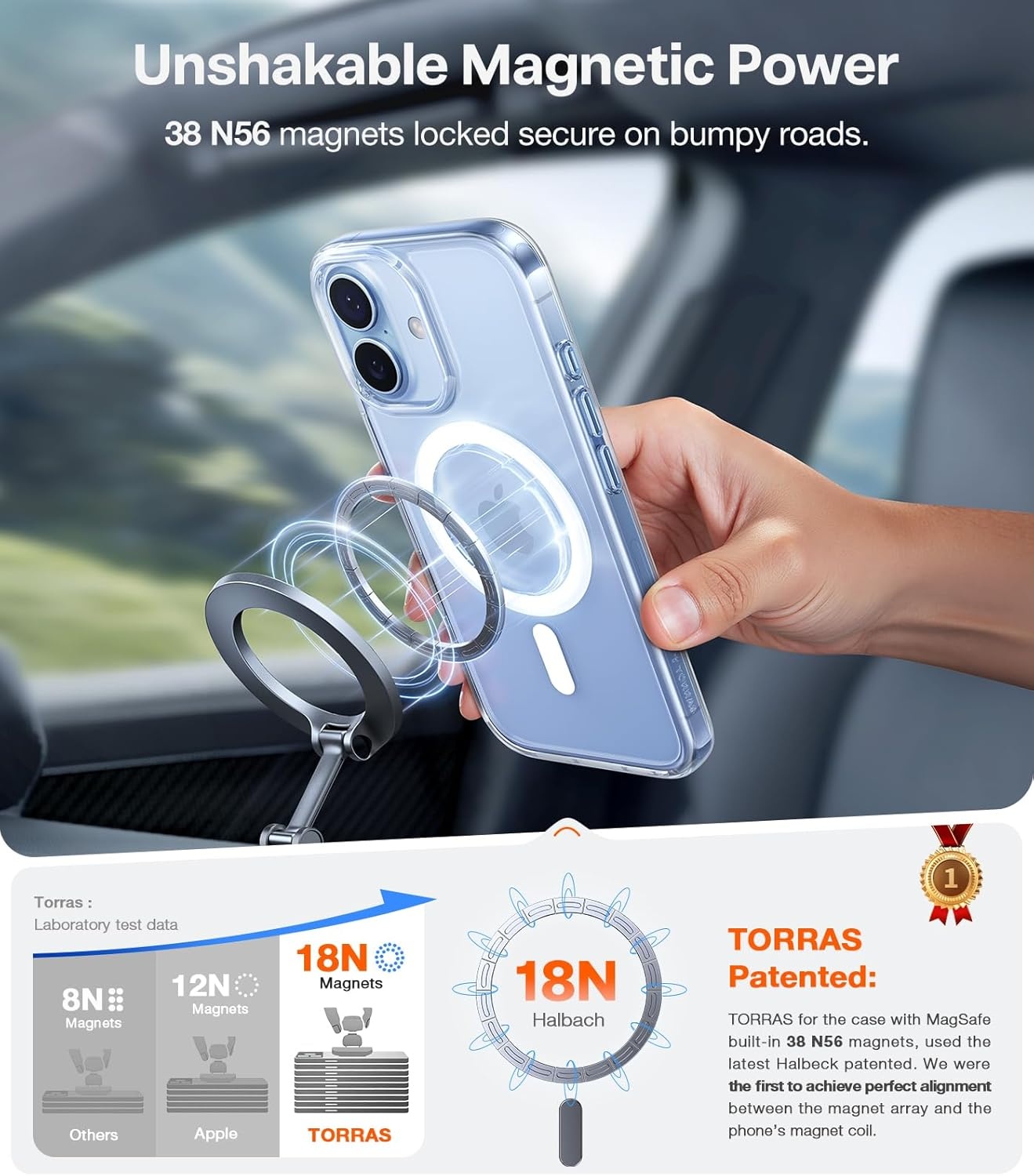 image:imageTORRAS Magnetic Shockproof for iPhone 17 case with Camera Control 12FT Military Grade Drop ProtectionFit for MagSafe Slim Translucent AntiFingerprint amp Soft Touch Case for iPhone 17 BlackDiamond Clear