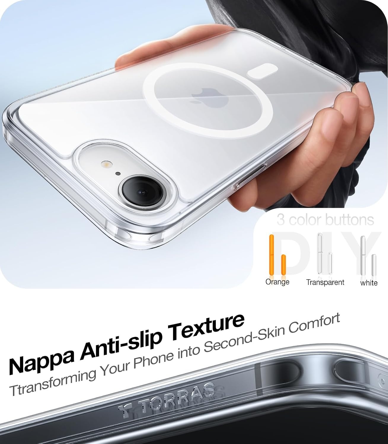 image:imageTORRAS Magnetic Shockproof for iPhone 17 case with Camera Control 12FT Military Grade Drop ProtectionFit for MagSafe Slim Translucent AntiFingerprint amp Soft Touch Case for iPhone 17 BlackClear