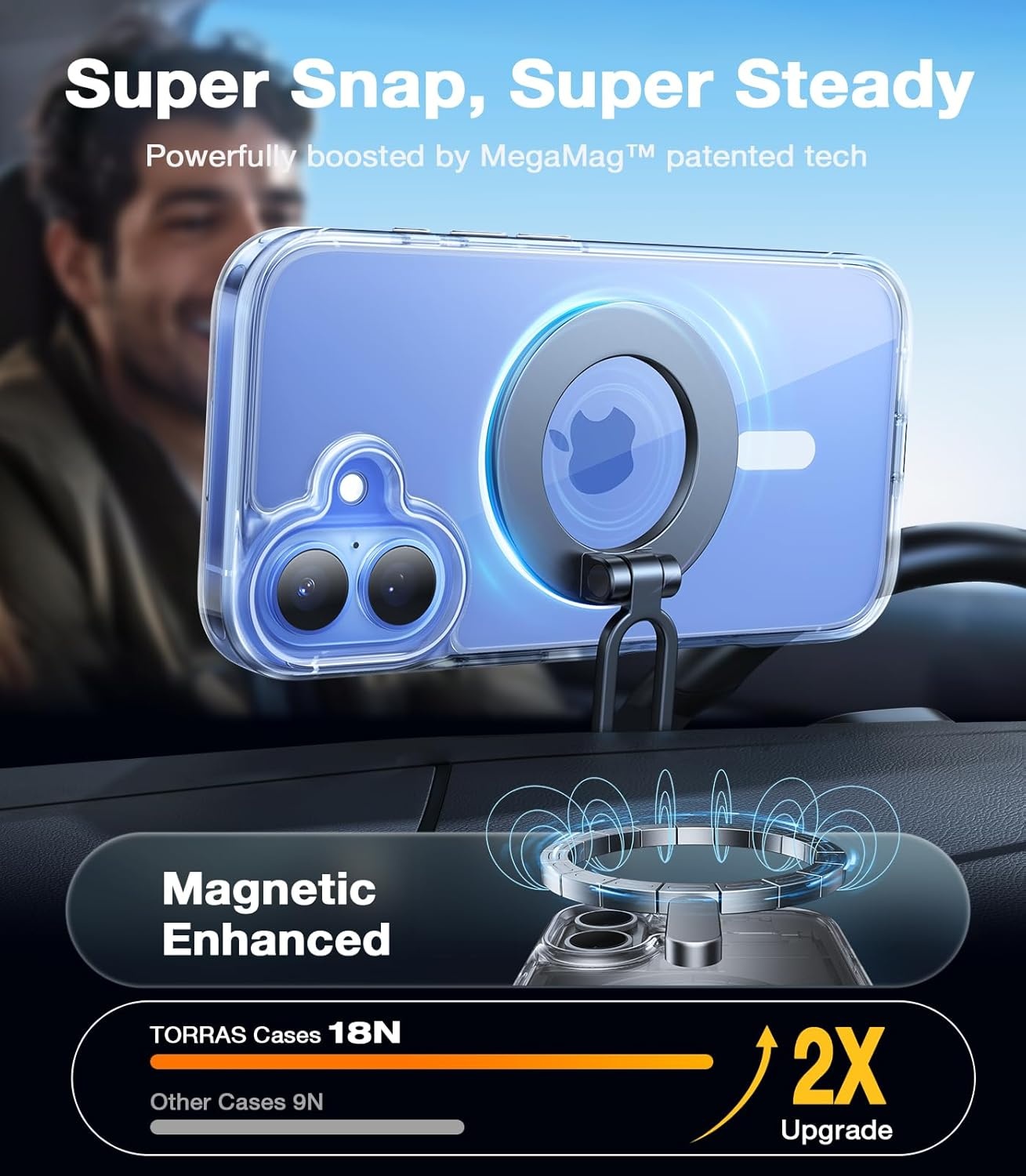 image:imageTORRAS Magnetic Shockproof for iPhone 17 case with Camera Control 12FT Military Grade Drop ProtectionFit for MagSafe Slim Translucent AntiFingerprint amp Soft Touch Case for iPhone 17 BlackDiamond Clear