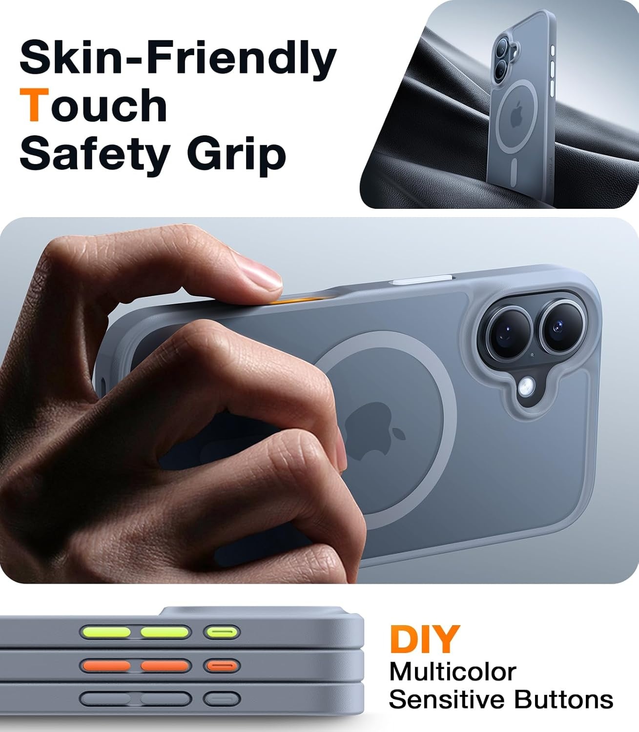 image:imageTORRAS Magnetic Shockproof for iPhone 17 case with Camera Control 12FT Military Grade Drop ProtectionFit for MagSafe Slim Translucent AntiFingerprint amp Soft Touch Case for iPhone 17 BlackNatural Titanium