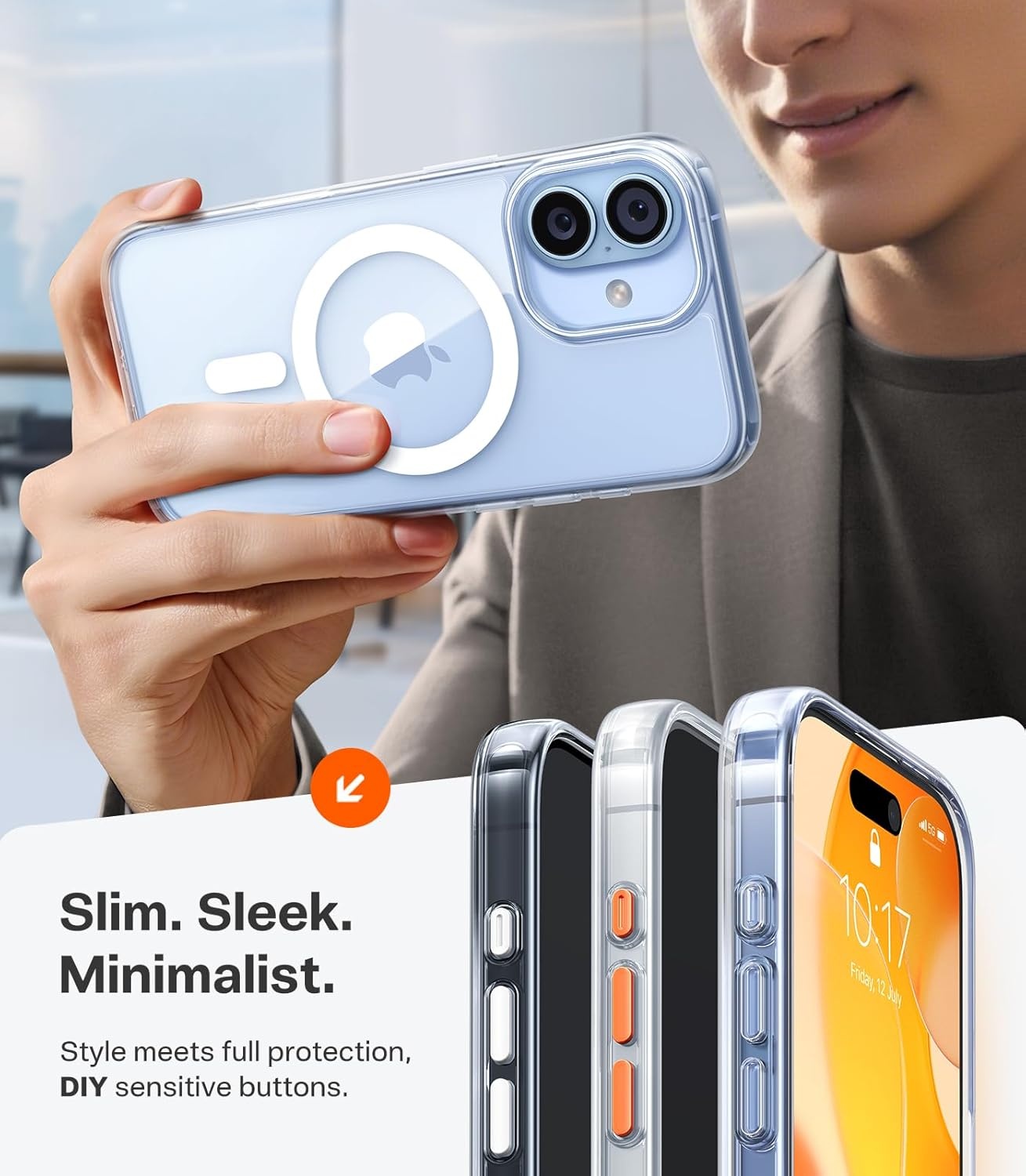 image:imageTORRAS Magnetic Shockproof for iPhone 17 case with Camera Control 12FT Military Grade Drop ProtectionFit for MagSafe Slim Translucent AntiFingerprint amp Soft Touch Case for iPhone 17 BlackDiamond Clear