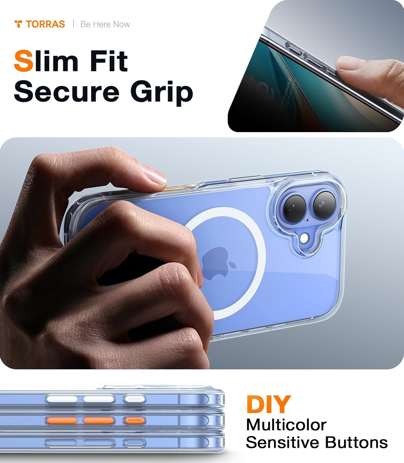 image:imageTORRAS Magnetic Shockproof for iPhone 17 case with Camera Control 12FT Military Grade Drop ProtectionFit for MagSafe Slim Translucent AntiFingerprint amp Soft Touch Case for iPhone 17 BlackDiamond Clear