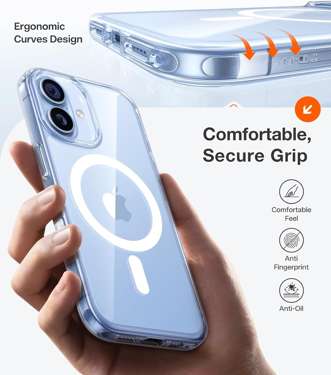 image:imageTORRAS Magnetic Shockproof for iPhone 17 case with Camera Control 12FT Military Grade Drop ProtectionFit for MagSafe Slim Translucent AntiFingerprint amp Soft Touch Case for iPhone 17 BlackDiamond Clear