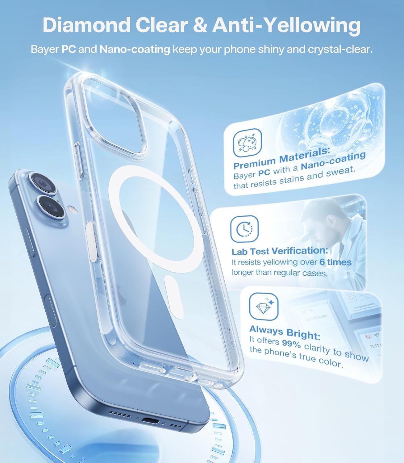 image:imageTORRAS Magnetic Shockproof for iPhone 17 case with Camera Control 12FT Military Grade Drop ProtectionFit for MagSafe Slim Translucent AntiFingerprint amp Soft Touch Case for iPhone 17 BlackDiamond Clear