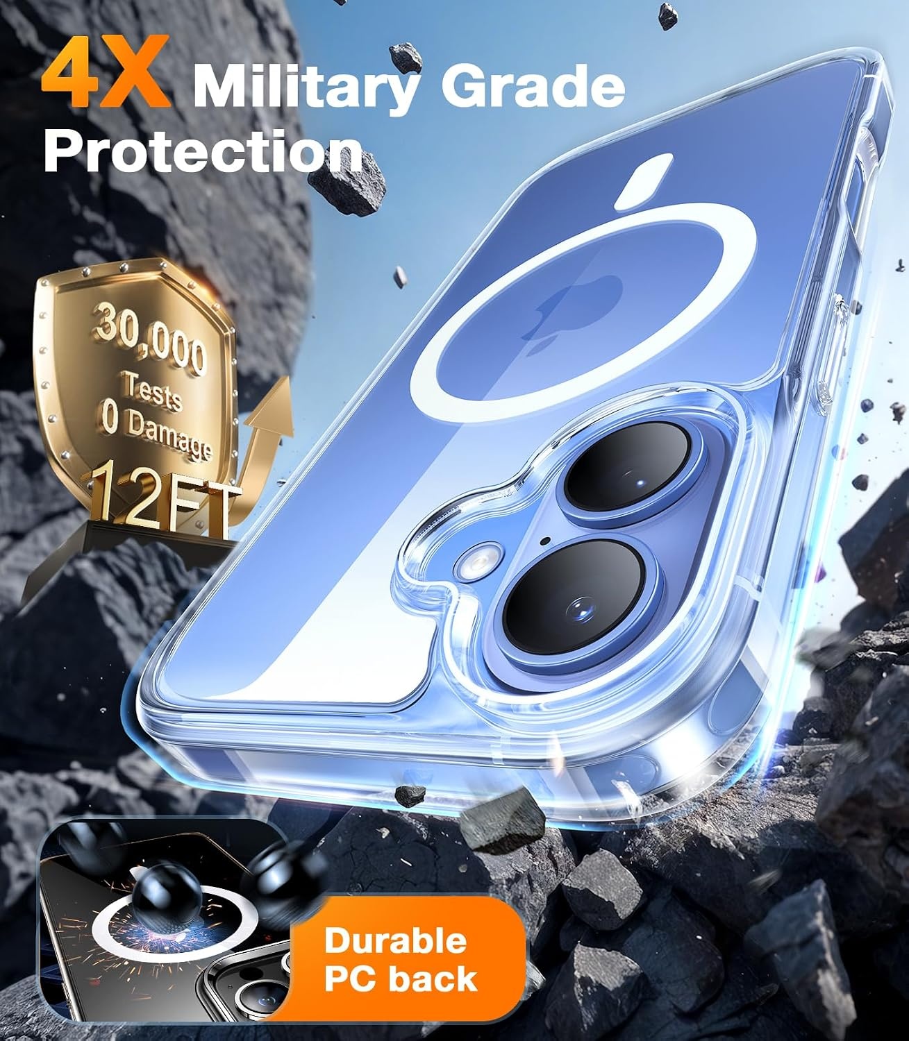 image:imageTORRAS Magnetic Shockproof for iPhone 17 case with Camera Control 12FT Military Grade Drop ProtectionFit for MagSafe Slim Translucent AntiFingerprint amp Soft Touch Case for iPhone 17 BlackDiamond Clear