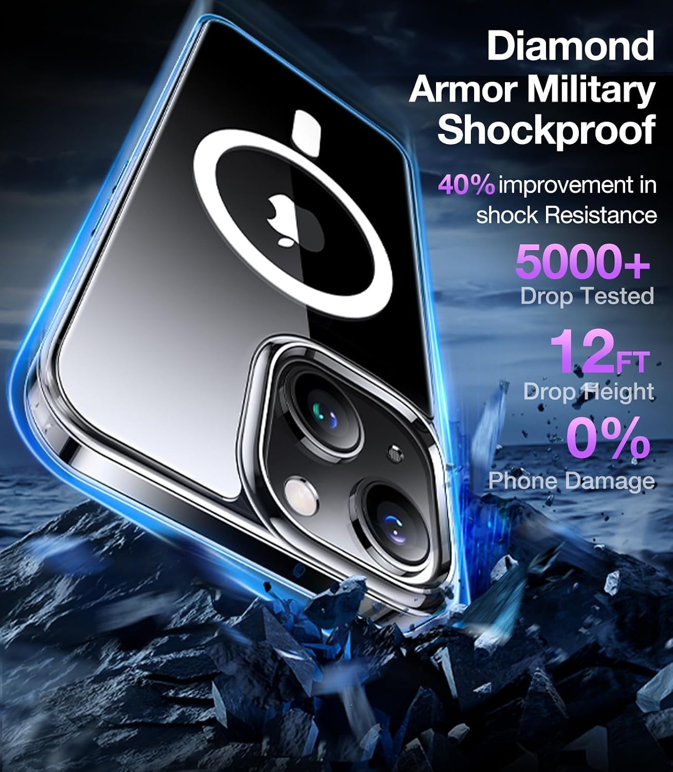image:imageTORRAS Magnetic Shockproof for iPhone 17 case with Camera Control 12FT Military Grade Drop ProtectionFit for MagSafe Slim Translucent AntiFingerprint amp Soft Touch Case for iPhone 17 BlackDiamond Clear