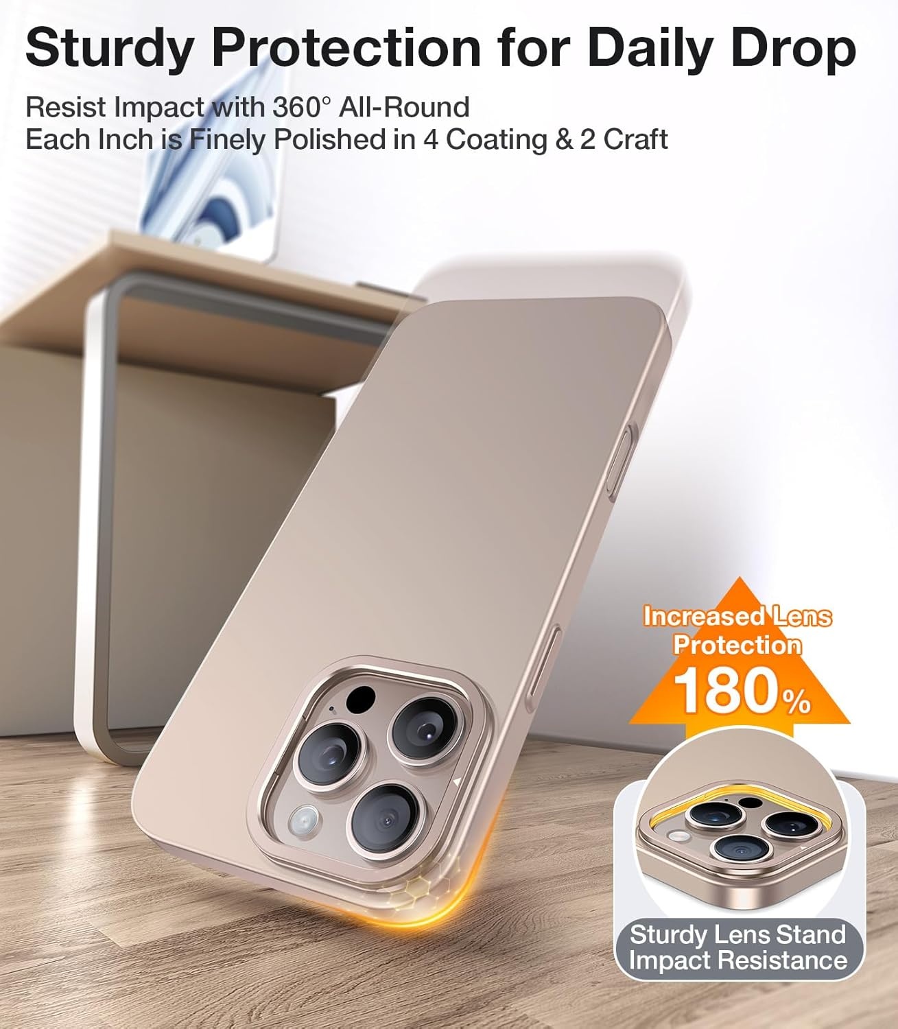 image:imageTORRAS Magnetic Slim Fit Case for iPhone 16 Pro with Stand Compatible with MagSafe Builtin Stash Stand Ultra Thin AntiScratch Matte Hard Phone Case 63 inch Desert Titanium GoldDesert Titanium Gold