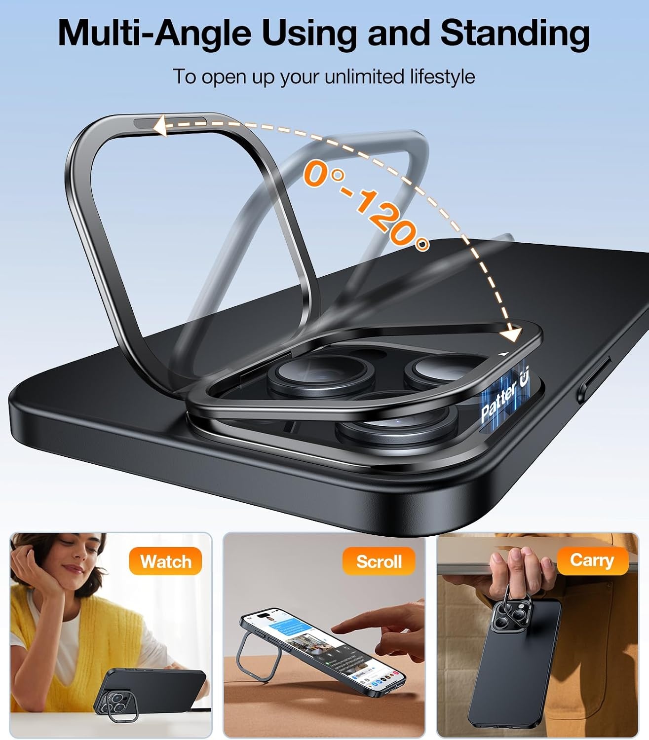 image:imageTORRAS Magnetic Slim Fit Case for iPhone 16 Pro with Stand Compatible with MagSafe Builtin Stash Stand Ultra Thin AntiScratch Matte Hard Phone Case 63 inch Desert Titanium GoldBlack