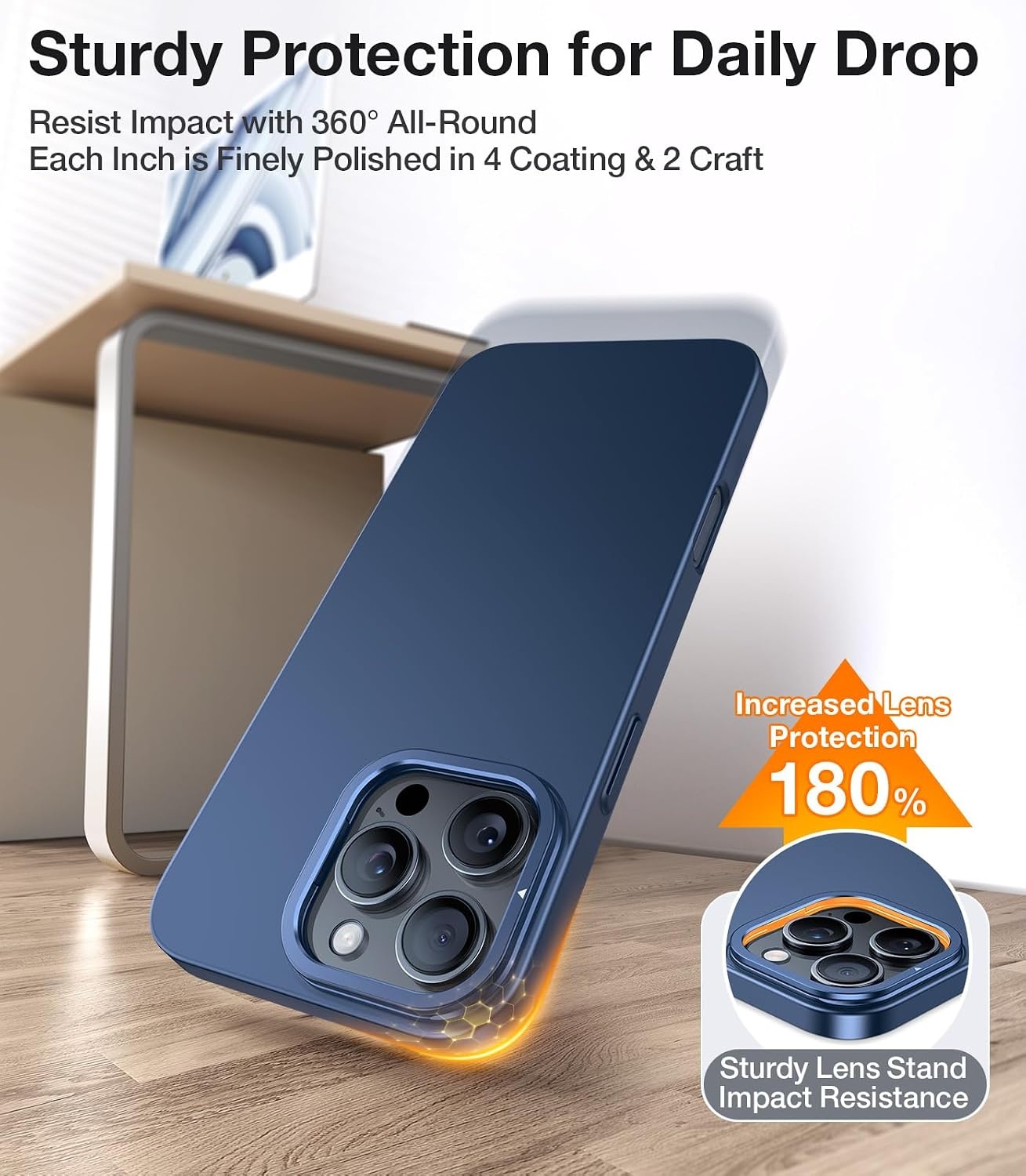 image:imageTORRAS Magnetic Slim Fit Case for iPhone 16 Pro with Stand Compatible with MagSafe Builtin Stash Stand Ultra Thin AntiScratch Matte Hard Phone Case 63 inch Desert Titanium GoldNavy Blue