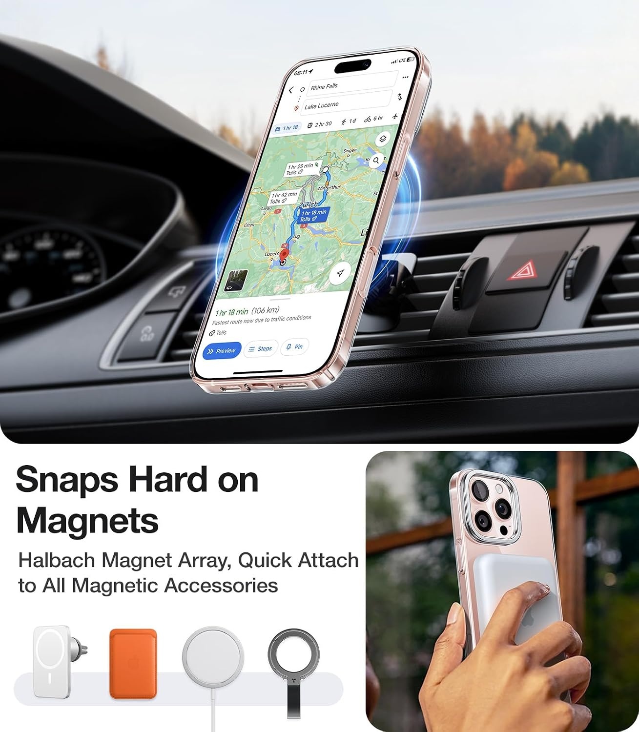 image:imageTORRAS Magnetic Slim Fit Case for iPhone 16 Pro with Stand Compatible with MagSafe Builtin Stash Stand Ultra Thin AntiScratch Matte Hard Phone Case 63 inch Desert Titanium GoldClear