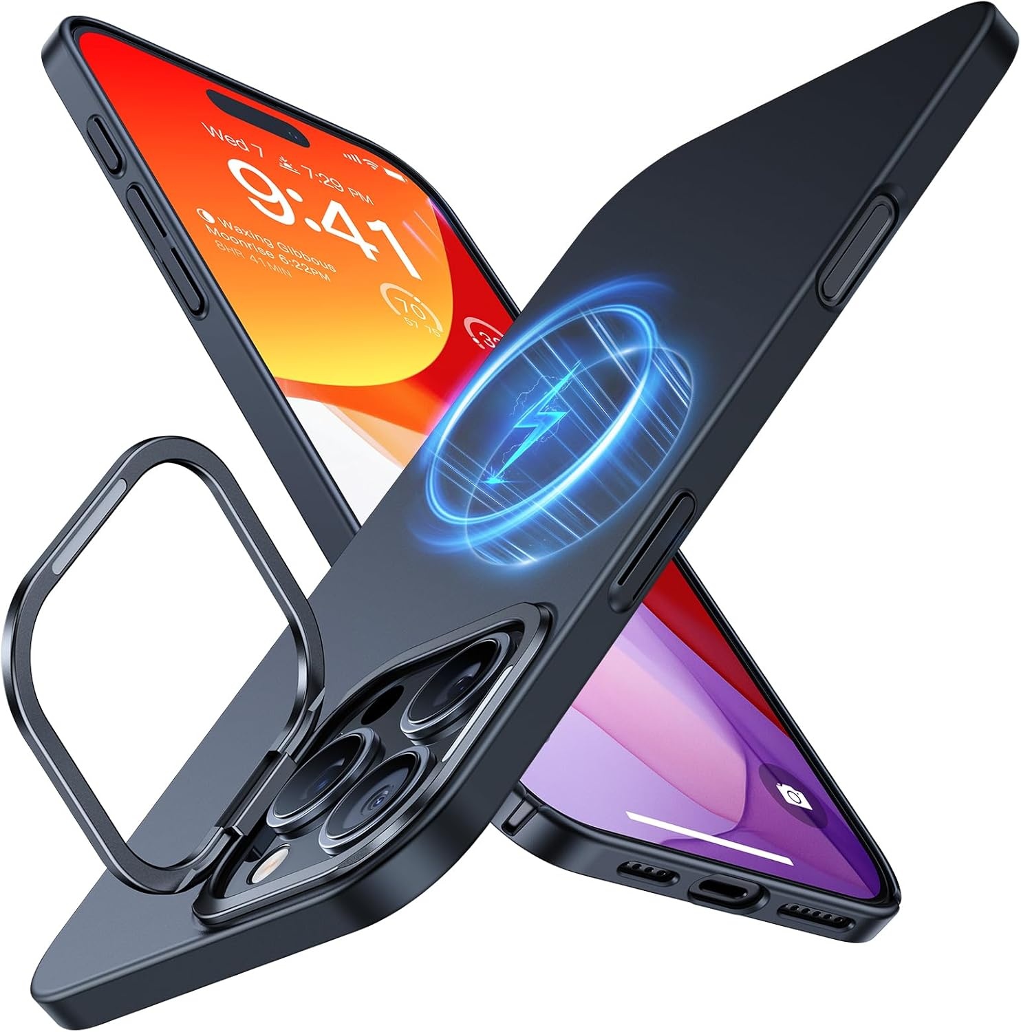 image:imageTORRAS Magnetic Slim Fit for iPhone 16 Pro Max Case with Stand UltraThin 16 Pro Max Phone Case Compatible with MagSafe Builtin Stash Stand Light AntiScratch Matte Hard PC 69 inch Black1Black Titanium