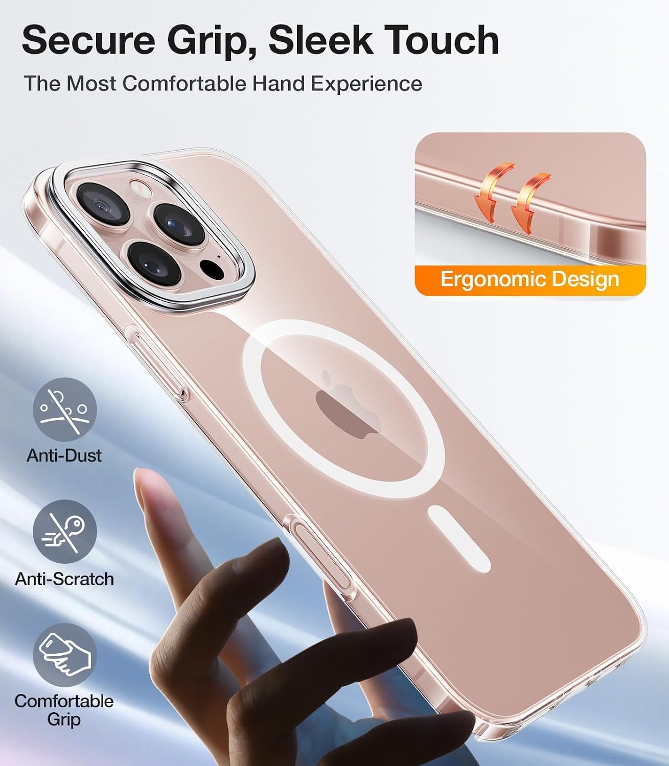 image:imageTORRAS Magnetic Slim Fit for iPhone 16 Pro Max Case with Stand UltraThin 16 Pro Max Phone Case Compatible with MagSafe Builtin Stash Stand Light AntiScratch Matte Hard PC 69 inch Black5Diamond Clear