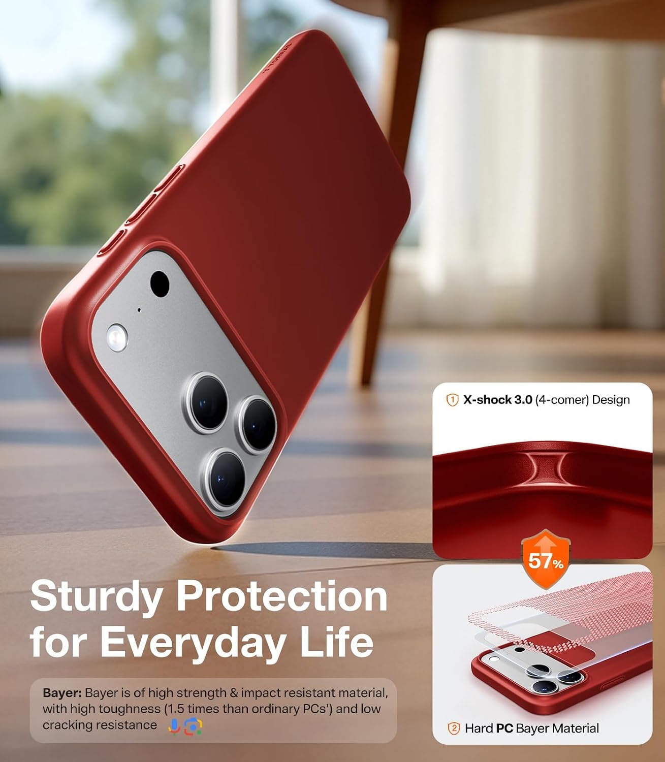image:imageTORRAS Magnetic Slim Fit for iPhone 17 Pro Case 63 inch UltraThin Compatible with MagSafe Lightweight Matte AntiScratch Hard PC Cover Phone Case for iPhone 17 Pro OriginFit Deep Blue5Lucky Red