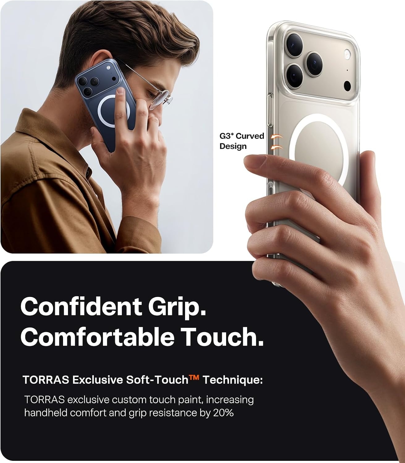 image:imageTORRAS Magnetic Slim Fit for iPhone 17 Pro Case 63 inch UltraThin Compatible with MagSafe Lightweight Matte AntiScratch Hard PC Cover Phone Case for iPhone 17 Pro OriginFit Deep Blue3Clear
