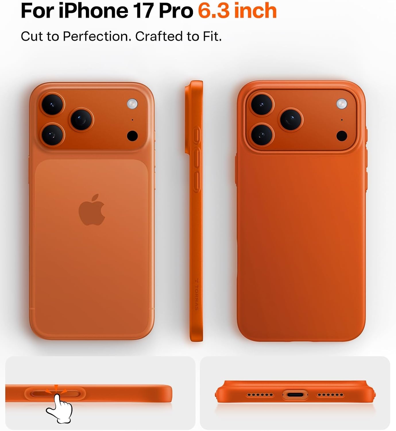 image:imageTORRAS Magnetic Slim Fit for iPhone 17 Pro Case 63 inch UltraThin Compatible with MagSafe Lightweight Matte AntiScratch Hard PC Cover Phone Case for iPhone 17 Pro OriginFit Deep Blue4Glossy Orange