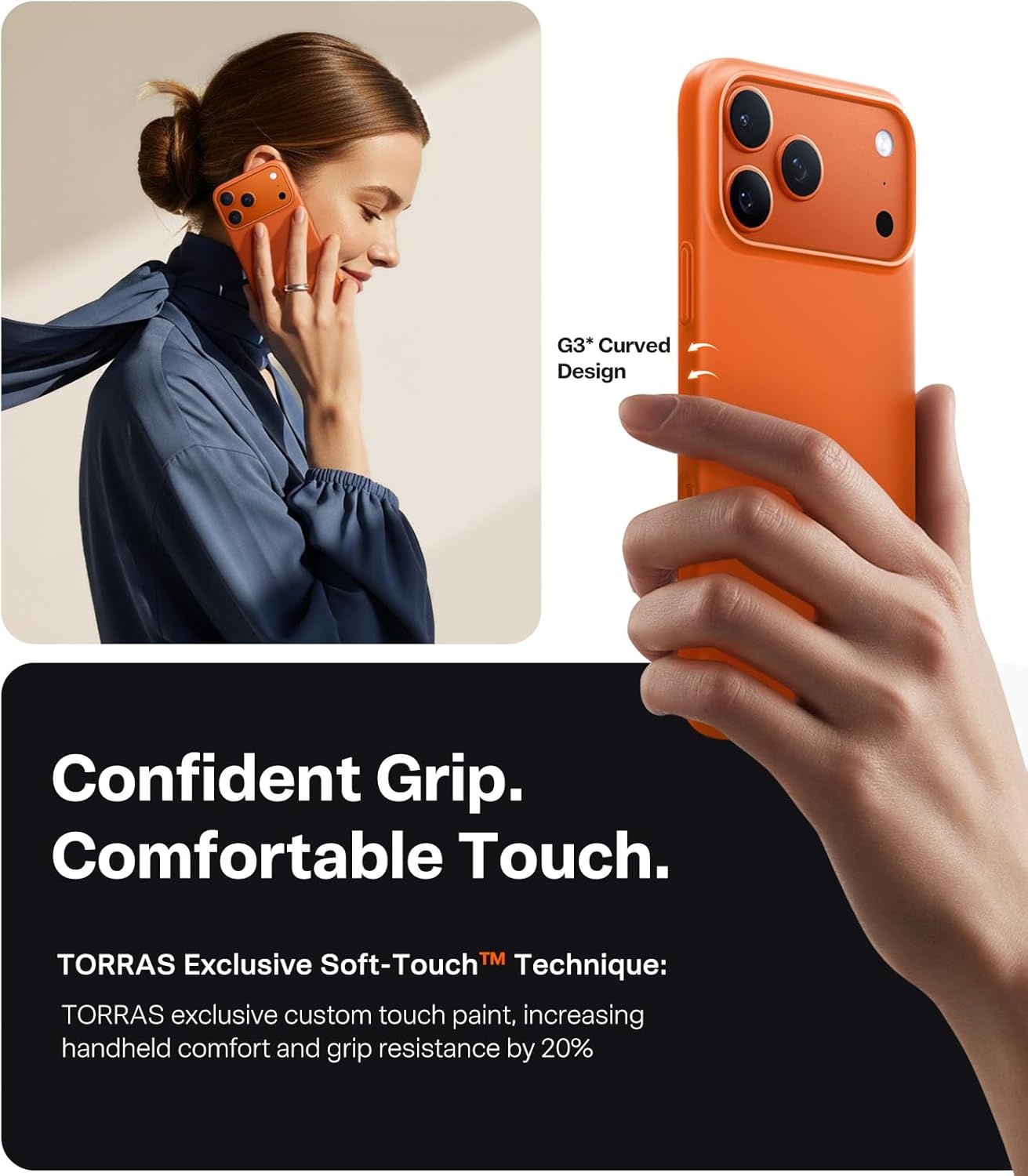image:imageTORRAS Magnetic SlimFit for iPhone 17 PRO MAX Case UltraThin 17 ProMax Phone Case Compatible with MagSafe Light AntiScratch Matte Hard PC Bayer 69 inch OriginFit Deep Blue5Glossy Orange