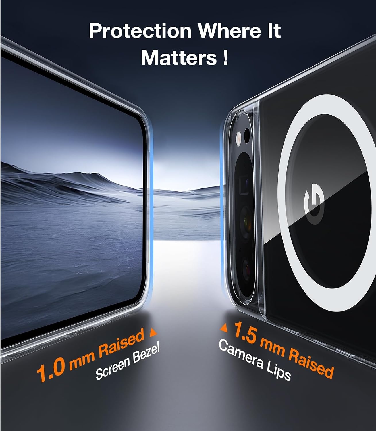 image:imageTORRAS Magnetic amp Stand for Google Pixel 8 Pro Case Fit for MagSafe 12FT MilGrade Drop Protection Slim Fit for Google Pixel 8 Pro Phone Case with Builtin Flush Kickstand Translucent Matte BlackClear