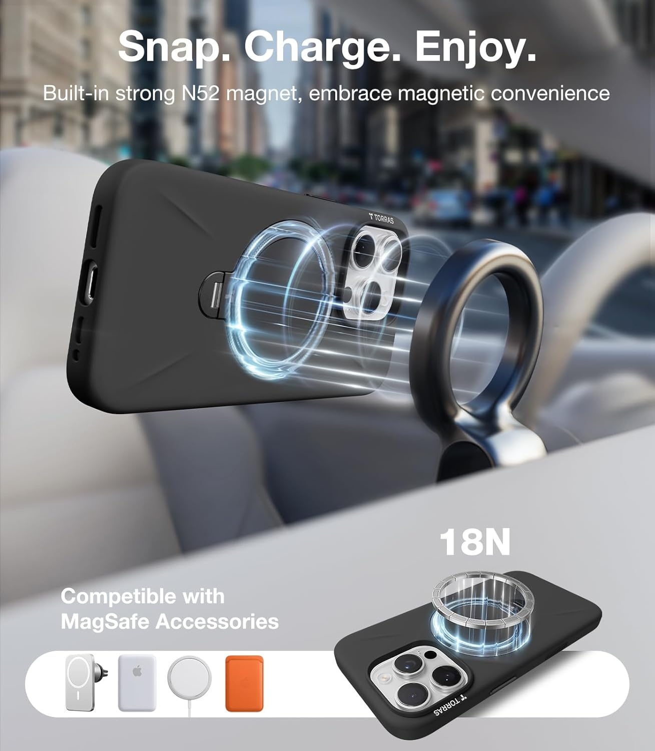 image:imageTORRAS Magnetic for iPhone 16 Pro Max Case Silicone with Stand Fit for MagSafe 360 Ring Stand with Camera Control Ostand Q3 Silicone Rubber Soft Case for iPhone 16 Pro Max 69 Dune BeigeBlack