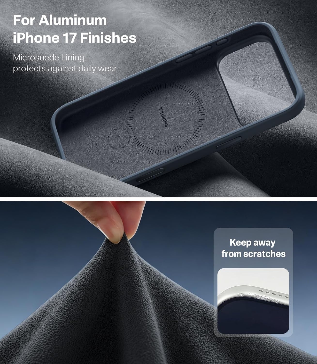 image:imageTORRAS Magnetic for iPhone 16 Pro Max Case Silicone with Stand Fit for MagSafe 360 Ring Stand with Camera Control Ostand Q3 Silicone Rubber Soft Case for iPhone 16 Pro Max 69 Dune BeigeDeep Blue