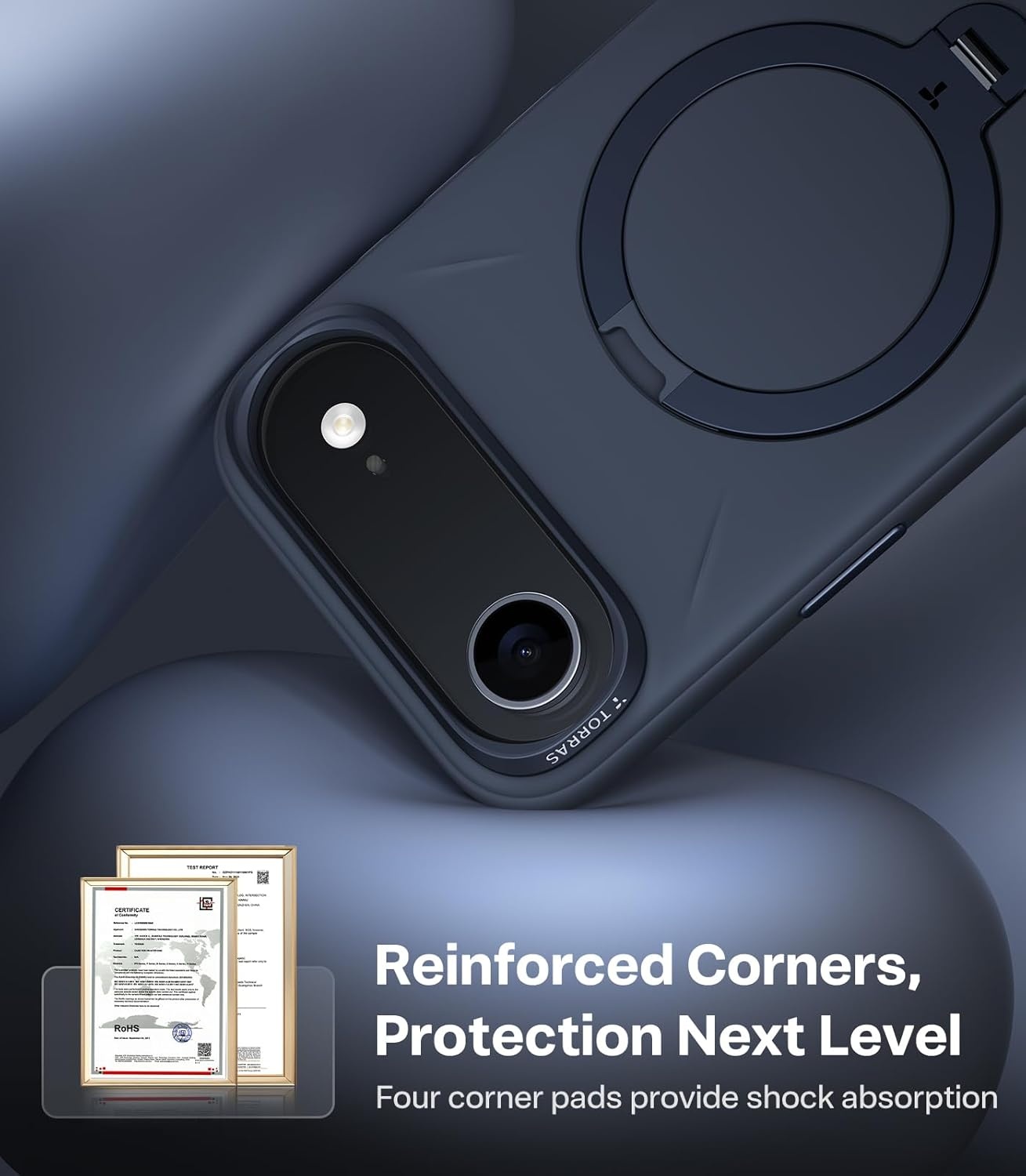 image:imageTORRAS Magnetic for iPhone 16 Pro Max Case Silicone with Stand Fit for MagSafe 360 Ring Stand with Camera Control Ostand Q3 Silicone Rubber Soft Case for iPhone 16 Pro Max 69 Dune Beige17 AirBlue