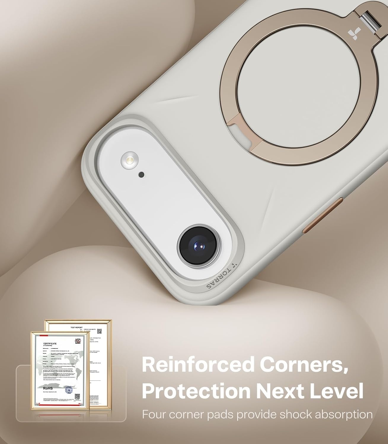image:imageTORRAS Magnetic for iPhone 16 Pro Max Case Silicone with Stand Fit for MagSafe 360 Ring Stand with Camera Control Ostand Q3 Silicone Rubber Soft Case for iPhone 16 Pro Max 69 Dune Beige17 AirIvory