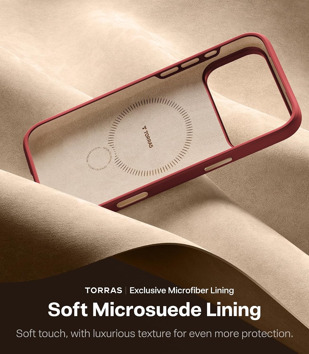 image:imageTORRAS Magnetic for iPhone 16 Pro Max Case Silicone with Stand Fit for MagSafe 360 Ring Stand with Camera Control Ostand Q3 Silicone Rubber Soft Case for iPhone 16 Pro Max 69 Dune BeigeRed
