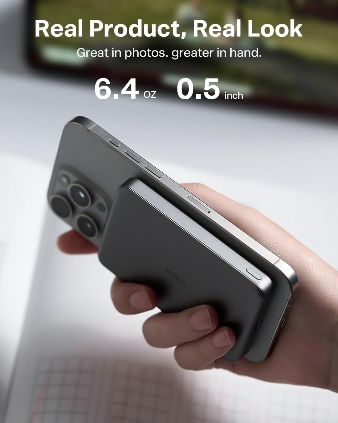 image:imageTORRAS MiniMag Power BankUltraSlim 10000mAh Magnetic Wireless Portable Charger 225W Fast Charging iPhone Air Magnetic Battery Pack Designed for iPhone 17 Pro Max17 ProAir1615141312 GrayMeteor Grey