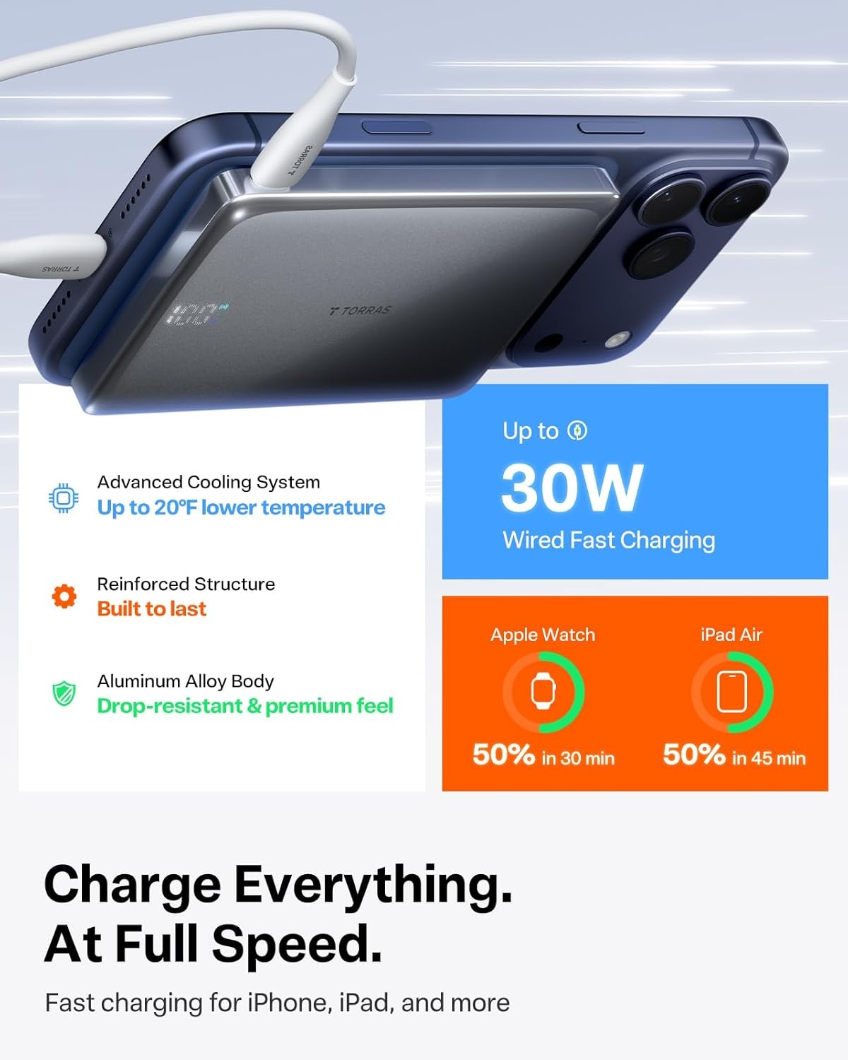 image:imageTORRAS MiniMag Pro Portable Charger Power Bank 10000mAh 15W Magnetic Battery Pack for iPhone 171615141312 Slim Magnetic Wireless Charger with 30W USBC SemiSolidState Battery for TravelMist Silver