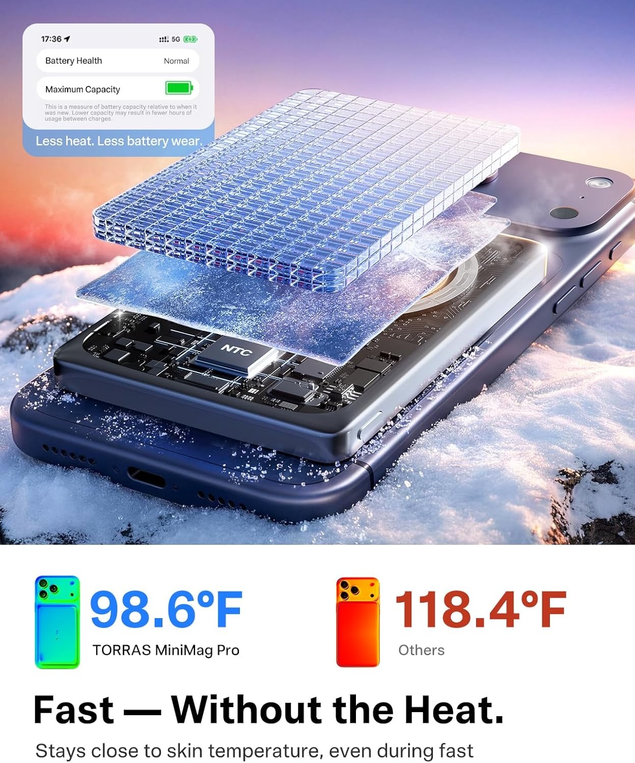 image:imageTORRAS MiniMag Pro Portable Charger Power Bank 10000mAh 15W Magnetic Battery Pack for iPhone 171615141312 Slim Magnetic Wireless Charger with 30W USBC SemiSolidState Battery for TravelMist Silver